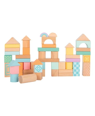 Small Foot Pastel Wooden Building Blocks - 50 Pieces - Assorted pre