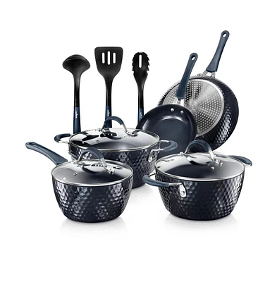 NutriChef Kitchenware Pots & Pans Set - Stylish Kitchen Cookware with Elegant Diamond Pattern