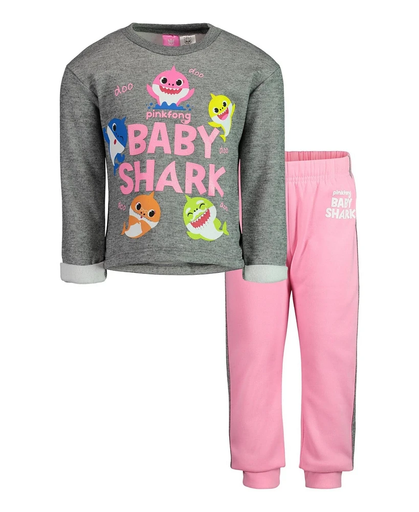 Pinkfong Baby Girls Baby Shark Fleece T-Shirt and Pants to