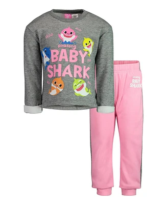 Pinkfong Baby Girls Baby Shark Fleece T-Shirt and Pants to