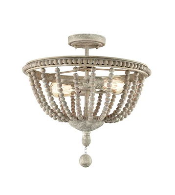 Moose Farmhouse Wood Beaded Semi Flush Mount Ceiling Lights Grey