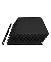 BalanceFrom Fitness 24 Sq Ft Interlocking Eva Foam Exercise Mat Tiles, Black