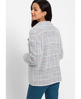 Olsen Women's Plaid Caban Sweater Jacket