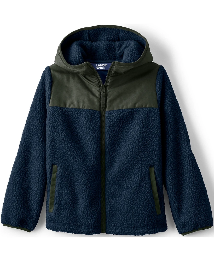 Lands' End Girls High Pile Fleece Hooded Jacket