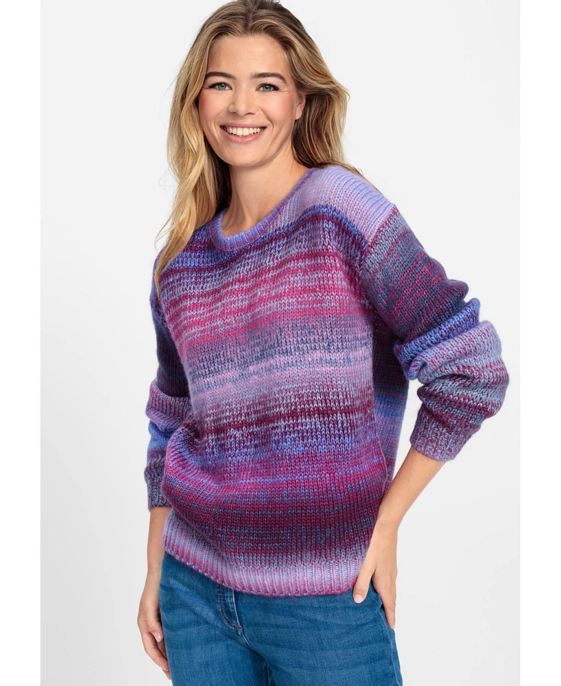 Olsen Women's Multi-Colour Boat Neck Sweater