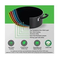NutriChef Kitchenware 17 Piece Non-Stick Cookware Set, Non-Stick Pans and Pots with foldable Knob, Space Saving, Stackable, Nylon Tools Set