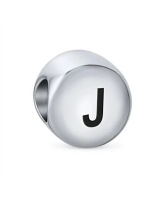 Bling Jewelry Block Round Circle Letter Abc Alphabet Initial Charm Bead .925 Sterling Silver European Bracelet
