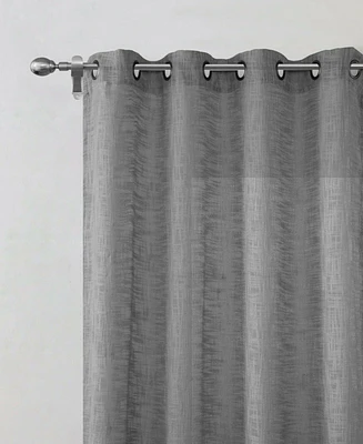 Kate Aurora 2 Piece Heavy Woven Heavy Duty Linen Styled Grommet Top Window Curtain Panels