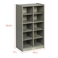ECR4Kids 10 Cubby Mobile Tray Storage Cabinet, 5x2, Grey Wash