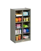 ECR4Kids 10 Cubby Mobile Tray Storage Cabinet, 5x2, Grey Wash