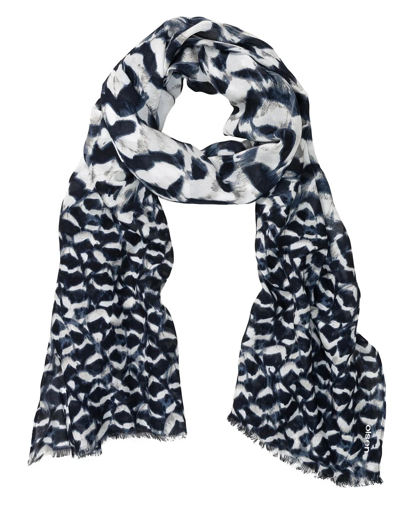 Olsen Allover Feather Print Scarf