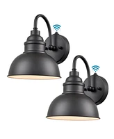 Moose Black Dusk to Dawn Outdoor Wall Sconce Set of 2