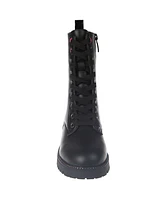 Bebe Little and Big Girls Emboss Script Lace Up Boot