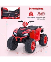 Gymax Kids Ride-On Atv 24V Battery Powered Electric Vehicle w/ Wireless Connection Music Radio Led Lights