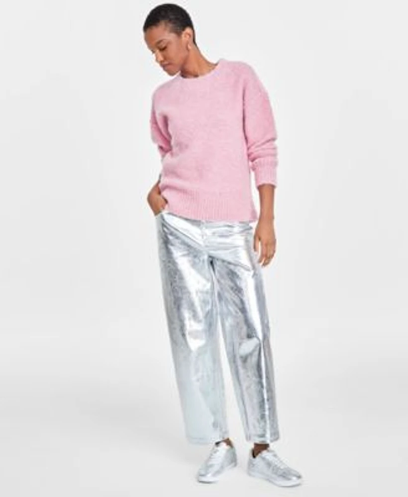 On 34th Womens Boucle Sweater Metallic Faux Leather Pants Sneakers Created For Macys