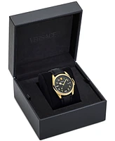 Versace Men's Swiss Black Leather Strap Watch 41mm