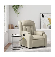 Massage Recliner Chair Cream Faux Leather