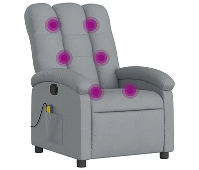 Massage Recliner Chair Light Gray Fabric