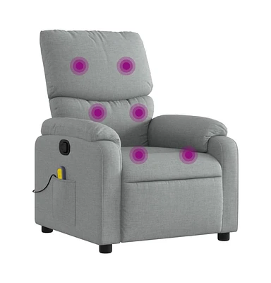 Massage Recliner Chair Light Gray Fabric