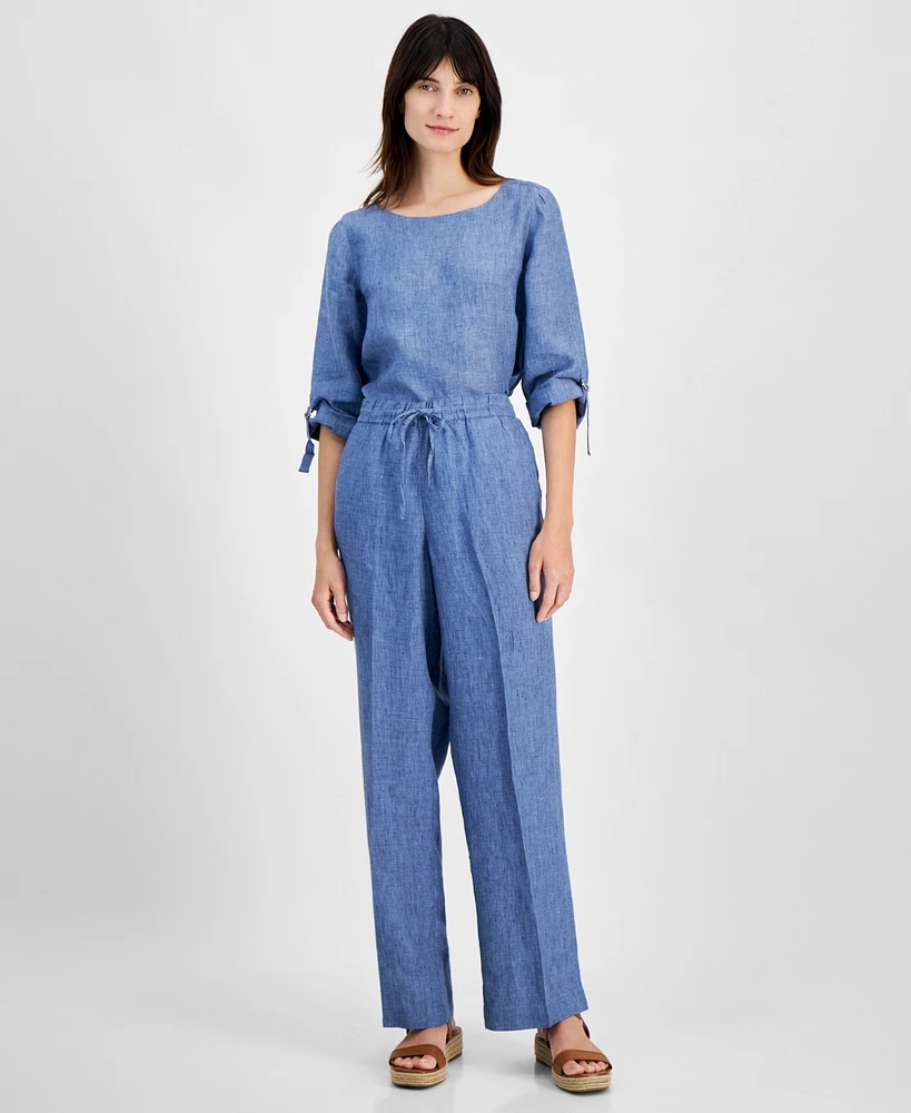 Charter Club Women's 100% Linen Drawstring Pants