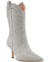 Steve Madden Women's Leigha Rhinestone Kitten-Heel Western Booties