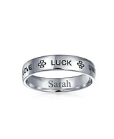 Bling Jewelry Amulet Talisman Heart Infinity Clover Symbol Inspirational Words Love Luck Unity Band Ring Gold Plated .925 Sterling Silver