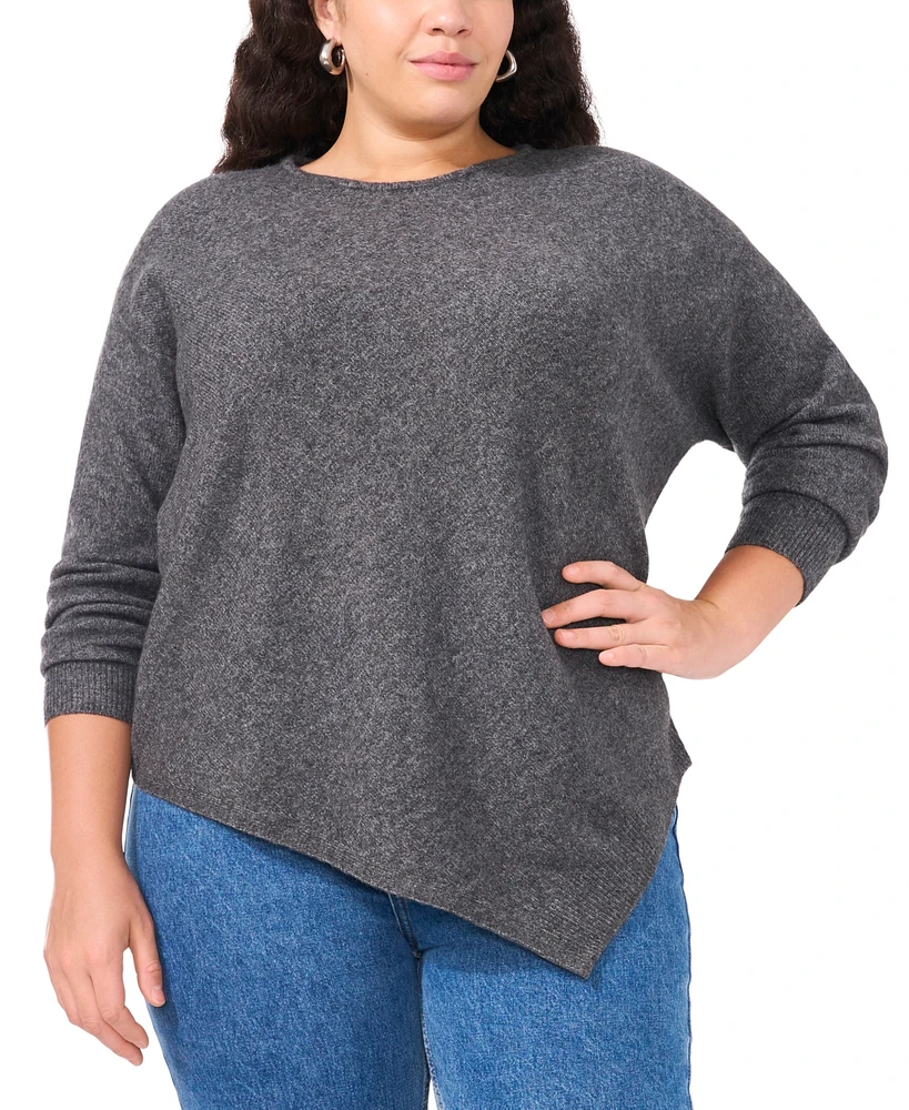 Vince Camuto Plus Asymmetric-Hem Sweater