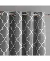 Kate Aurora 2 Piece 100% Full Blackout Trellis Grommet Top Window Curtain Panels