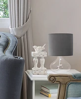 Simple Designs Glass Raindrop Table Lamp with Fabric Shade