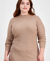 Madden Girl Trendy Plus Size Rhinestone-Detail Long-Sleeve Dress