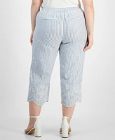 Charter Club Plus Cropped Linen Pants, Exclusively at Macy's