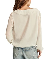 Lucky Brand Women's Ruffle-Collar Long-Sleeve Top