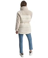 Dkny Jeans Women's Faux-Sherpa Puffer Mixed Coat - G0H