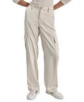 Dkny Jeans Women's Stretch Satin Cargo Wide-Leg Pants