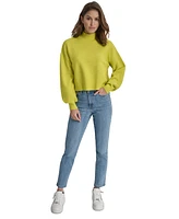 Dkny Jeans Women's Boxy Cropped Mock-Neck Sweater