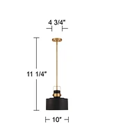 Possini Euro Design Courtney Soft Gold Mini Pendant Lighting 10" Wide Modern Matte Black Outer Gold Inner Drum Shade Fixture for Dining Room Home Foye