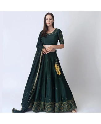 Raas Women's Green Lehenga Choli Set