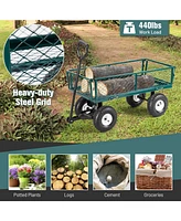 Sugift Heavy Duty Garden Utility Cart Wagon Wheelbarrow