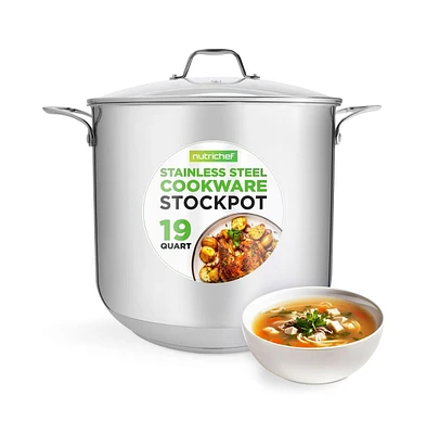 NutriChef Stainless Steel Cookware Stockpot - Quart, Heavy Duty Induction Pot