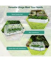 6 x 3 x 3 Feet Galvanized Raised Garden Bed with Greenhouse