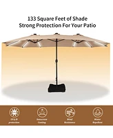 Casainc Patio Umbrella with Solar Led Strip Lights