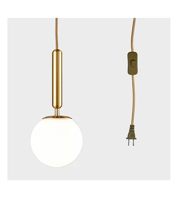 Moose Modern Gold Plug in Pendant Lighting with Switch Cord 6 Inch