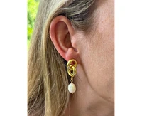 Rivka Friedman Polished Link Drop Pearl Earrings