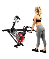 Sunny Health & Fitness Stationary Belt Drive Indoor Studio Exercise Cycling Bike with 49 lb Flywheel for Home Exercise, Sf-B1002