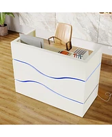 Tribesigns Modern Reception Desk with 7-Color Led Lights, 55.12