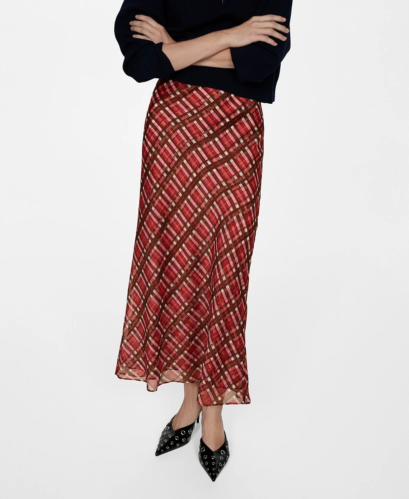 Mango Women's Checked Long Skirt