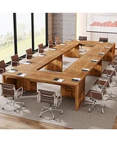 Tribesigns 13FT Conference Table, Large Rectangle Room Long Meeting Seminar Table Business Tables for 10-14 People (Two Tables)