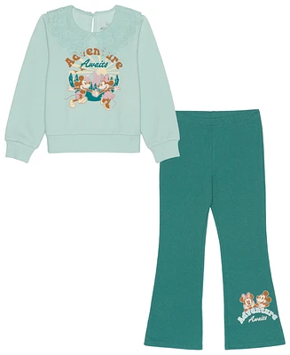 Disney Toddler and Little Girls Mickey & Minnie Mouse Adventure Awaits Long Sleeve 2pc Legging Set