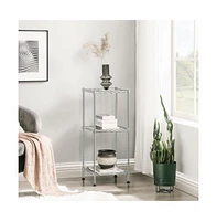 Slickblue 3-Tier Wire Bathroom Shelf with Hook Silver and Translucent