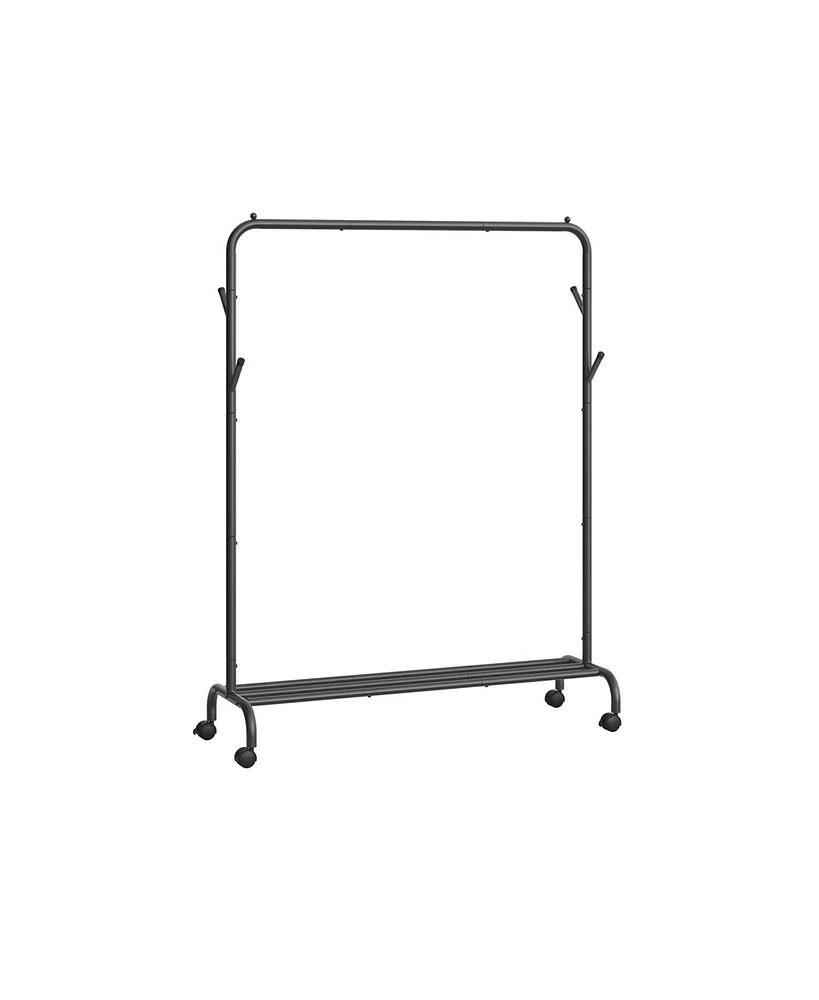 Slickblue 40.7" Wide Single-Rod Clothing Rack with Wheels Ink Black